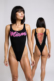 Retro Miami Lace-Up Bodysuit - XS/S