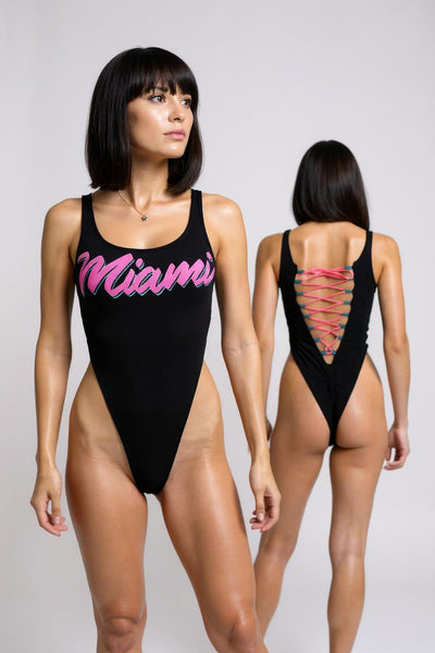 Retro Miami Lace-Up Bodysuit - XS/S